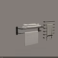 Modern Black Bathroom Rack With Folded Towels And Hanging Towel Rods
