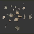 Scattered Broken Pottery Shards From Old Household Items On Dark Surface 3d model