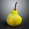Fresh Yellow Speckled Pear With Brown Stem On Dark Background Shiny Surface 3d model