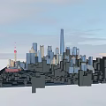 Modern City Skyline With Tall Skyscrapers Iconic Pearl Tower And Blue Sky