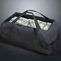 Trendy Black Fashion Accessory Bag Filled With US Dollar Bills For Stylish Look