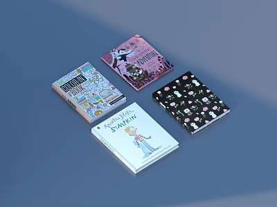 Various Colorful Books Magazines With Diverse Cover Designs Featuring Cartoon Art And Floral Patterns 3d model