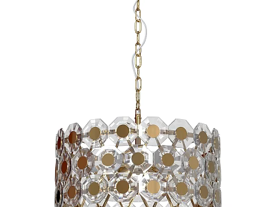 Modern Crystal Chandelier with Geometric Octagonal Design and Gold Hanging Chain 3d model