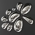 Silver Metallic Irregular Shaped Wall Decor Pieces 3d model