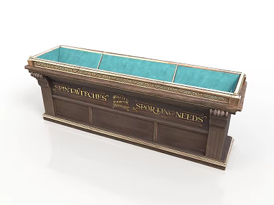 Wooden Display Cabinet For Jewelry Chess Storage With Green Lining And Glass Panels 3d model