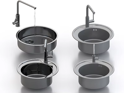 Various Modern Washbasin Designs With Stainless Steel Bodies And Stylish Faucets 3d model