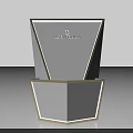 Modern Store Front Desk with Gold Frame Striped Panel Design and Sleek Surface