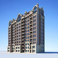 Modern Multi Story Residential Building With Brown And Beige Exterior Multiple Balconies And Decorative Rooftops