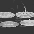 Water Droplets Creating Circular Ripples On Glass Plates With Reflections 3d model