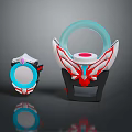 Clothing Accessories With Two Different Sizes Blue Ring White Red Black Wing Design Elements