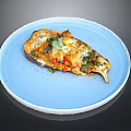 Baked Stuffed Eggplant With Melted Cheese And Fresh Vegetables On Blue Plate