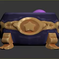 Ornate Blue Cauldron With Golden Star Design And Pink Orbs Inside