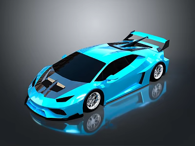 Blue Sports Car With Sleek Design Rear Spoiler Alloy Wheels And Shiny Finish 3d model