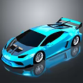 Blue Sports Car With Sleek Design Rear Spoiler Alloy Wheels And Shiny Finish