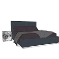 Stylish Double Bed With Dark Headboard And Crystal Nightstands On Both Sides