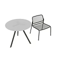 Contemporary Round White Table With Dark Green Metal Mesh Chairs Set