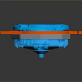 Blue Toy Train With Orange Components And Cartoon Design Reflective Bottom