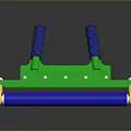 Double Handle Manual Roller Tool With Green Frame Blue Grips And Gold Roller Ends