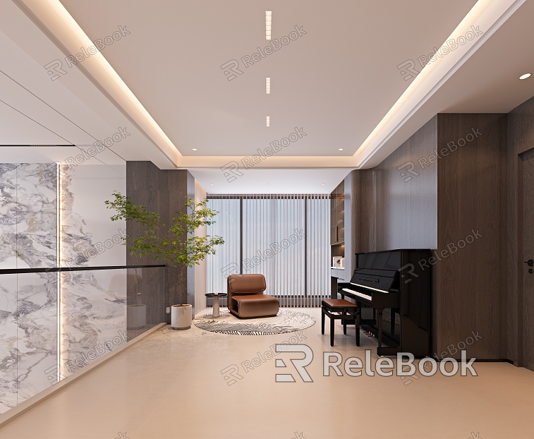 Modern Piano Room Piano Area Study Leisure Area Minimalist Cream Italian model