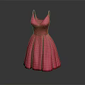 Pink Spaghetti Strap Satin A Line Dress With Flared Skirt Design