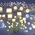 Colorful Illuminated Decorative Lights With Various Shapes Including Round Square And Leaf