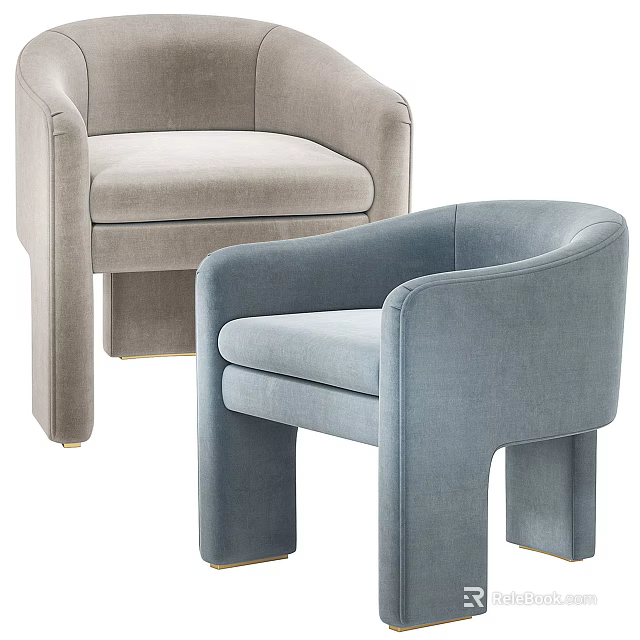 Modern Stylish Single Sofa In Light Gray And Blue With Comfortable Seats And Elegant Design Details 3d model 