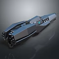 SciFi Futuristic Metallic Vehicle With Sleek Aerodynamic Design And Blue Accent Light
