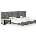 Modern Double Bed Interior Design With Upholstered Headboard Nightstand And White Bedding 3d model
