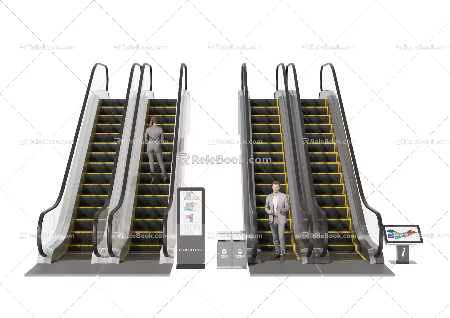 modern escalator 3d model