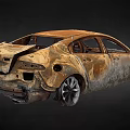 Rusted Damaged Car Body Wreckage After Accident With Corroded Exterior And Broken Parts