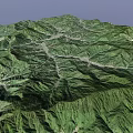 Natural Garden Landscape With Mountainous Terrain Contour Lines And Lush Green Vegetation