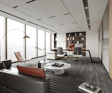 modern general manager office chairman office boss office 3d model