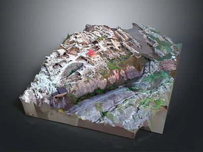 Detailed Scenic Mountain Landscape In 3D Terrain Model With Rocky Formations And Green Vegetation 3d model