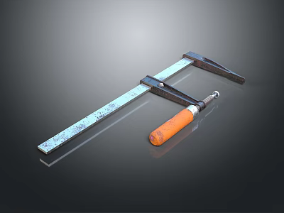 Adjustable Heavy Duty Metal Clamp With Orange Handle For Workshop Use 3d model