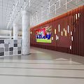 School Cultural Wall With Wooden Strips Lighting And Youth Dream