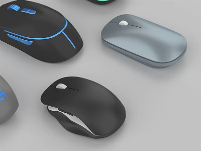 Modern Wireless Computer Mice With Different Colors Ergonomic Design For Office And Gaming 3d model