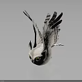 White Owl Sculpture With Spread Wings Black Patterns And Yellow Eyes On Dark Background