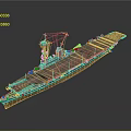 Vintage Military Aircraft Carrier Sculpture Model With Detailed Deck And Tower Structure