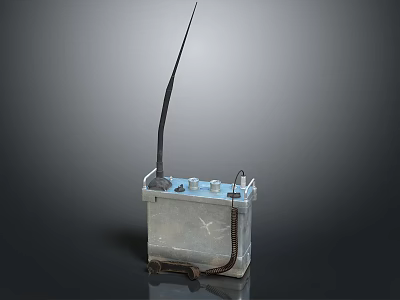 Car Battery With Metal Case And Long Antenna Like Terminal 3d model