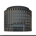Modern Circular Library Building With Glass Windows And Geometric Facade Design 3d model