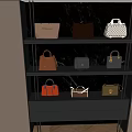 Fashionable Designer Bags Arranged On Black Shelves With Diverse Colors And Patterns