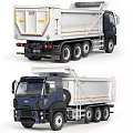 Modern Heavy Duty Dump Truck With Blue Cab White Tipper Body And Access Ladder