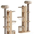 Solid Wood Rattan Cat Climbing Rack 3d model