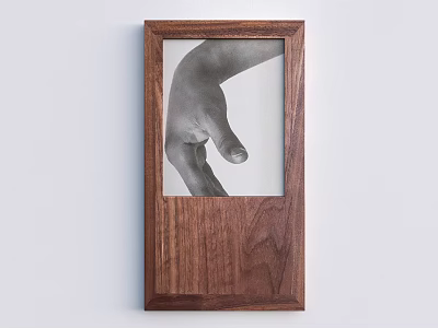 Walnut Wooden Frame With Black And White Hand Photo For Wall Decor 3d model