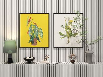 Nordic Plant Painting Plant Decorative Painting 3d model