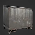 Public Facility Metal Trash Bin With Wheels And Rustic Surface For Outdoor Use