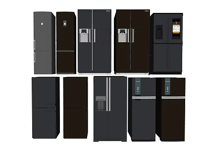 Multiple Models of Refrigerators and Freezers with Various Door Styles and Modern Designs 3d model
