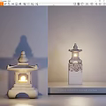 Japanese Style Stone Outdoor Lantern With Traditional Carved Pattern And Pagoda Top For Garden Decoration