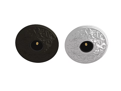 Elegant Round Black and Silver Ceiling Lights with Decorative Floral Patterns 3d model