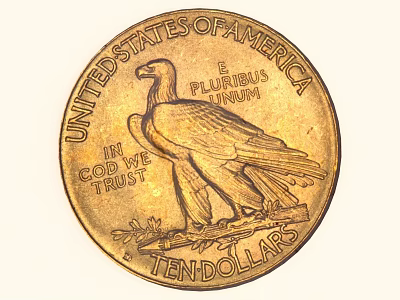 United States Ten Dollars Gold Coin Featuring Eagle Design With In God We Trust 3d model